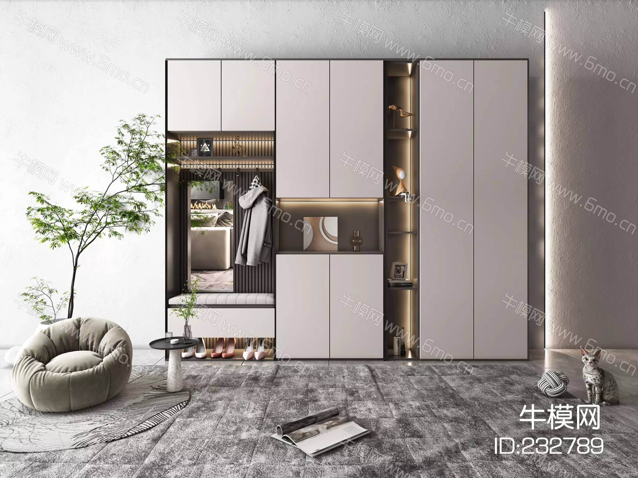 MODERN WARDROBE SHELF - SKETCHUP 3D MODEL - VRAY - 232789