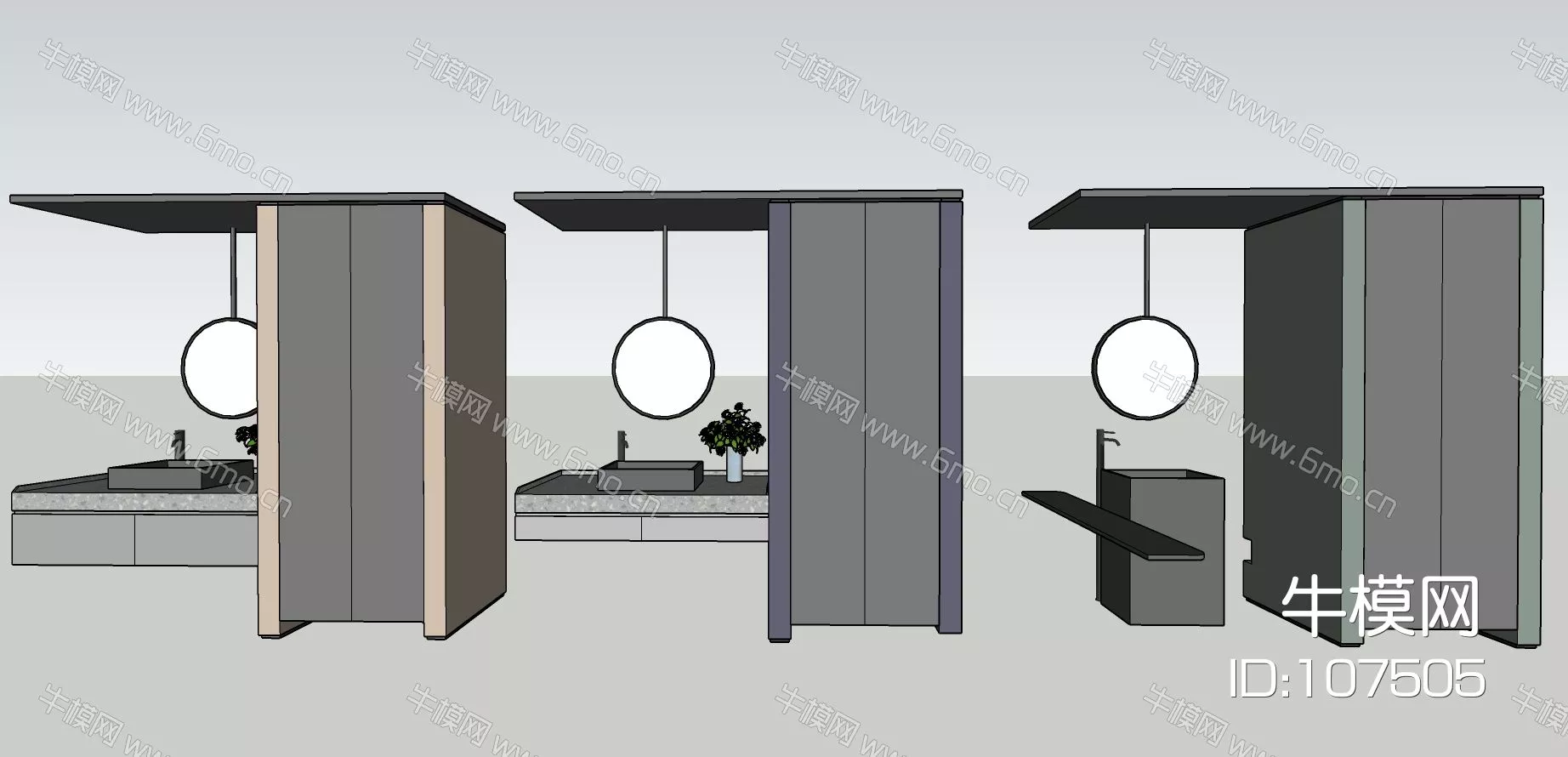 MODERN WASH BASIN - SKETCHUP 3D MODEL - ENSCAPE - 107505