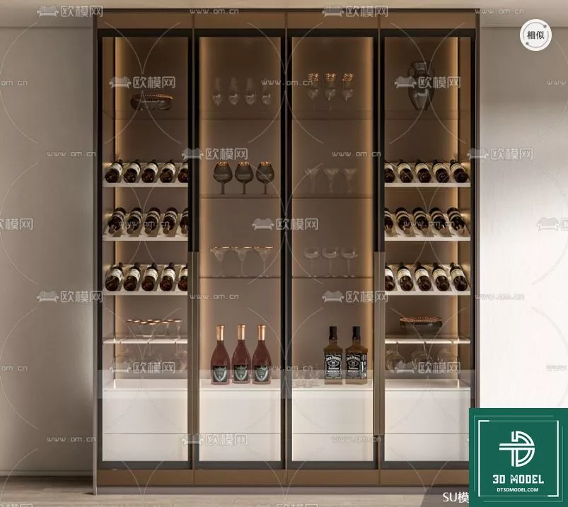 MODERN WINE CABINET - SKETCHUP 3D MODEL - VRAY OR ENSCAPE - ID16866