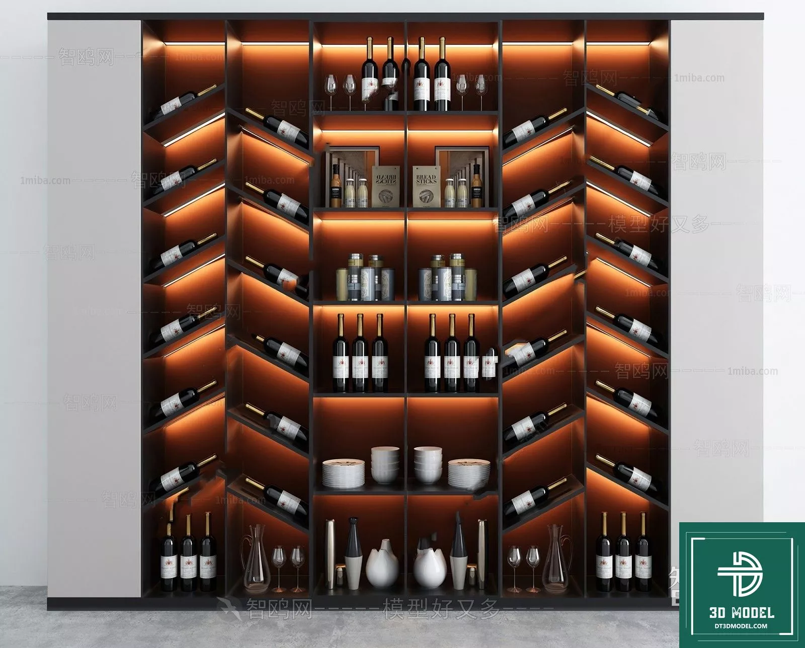 MODERN WINE CABINET - SKETCHUP 3D MODEL - VRAY OR ENSCAPE - ID16881