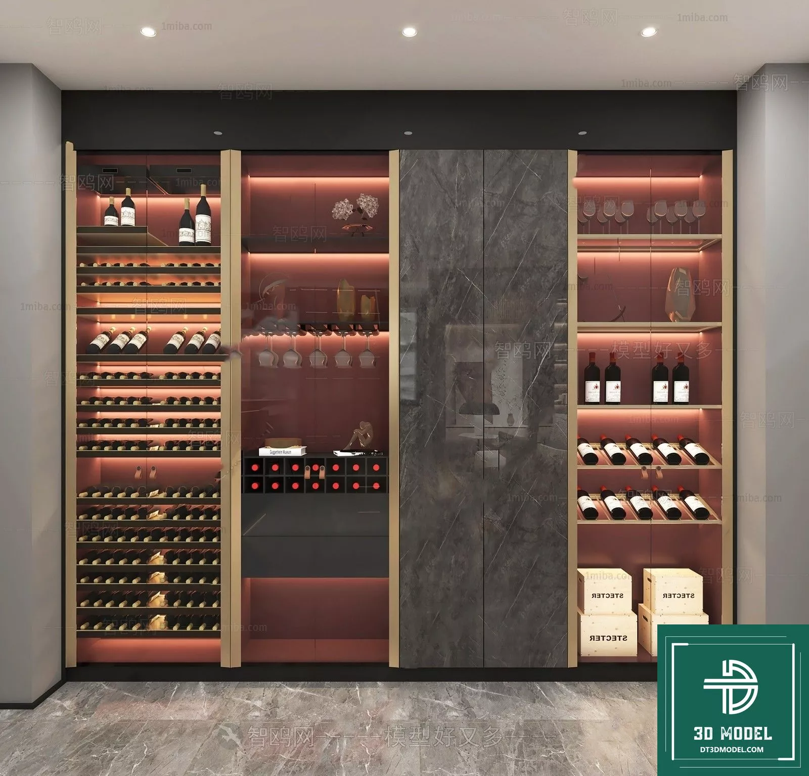 MODERN WINE CABINET - SKETCHUP 3D MODEL - VRAY OR ENSCAPE - ID16882