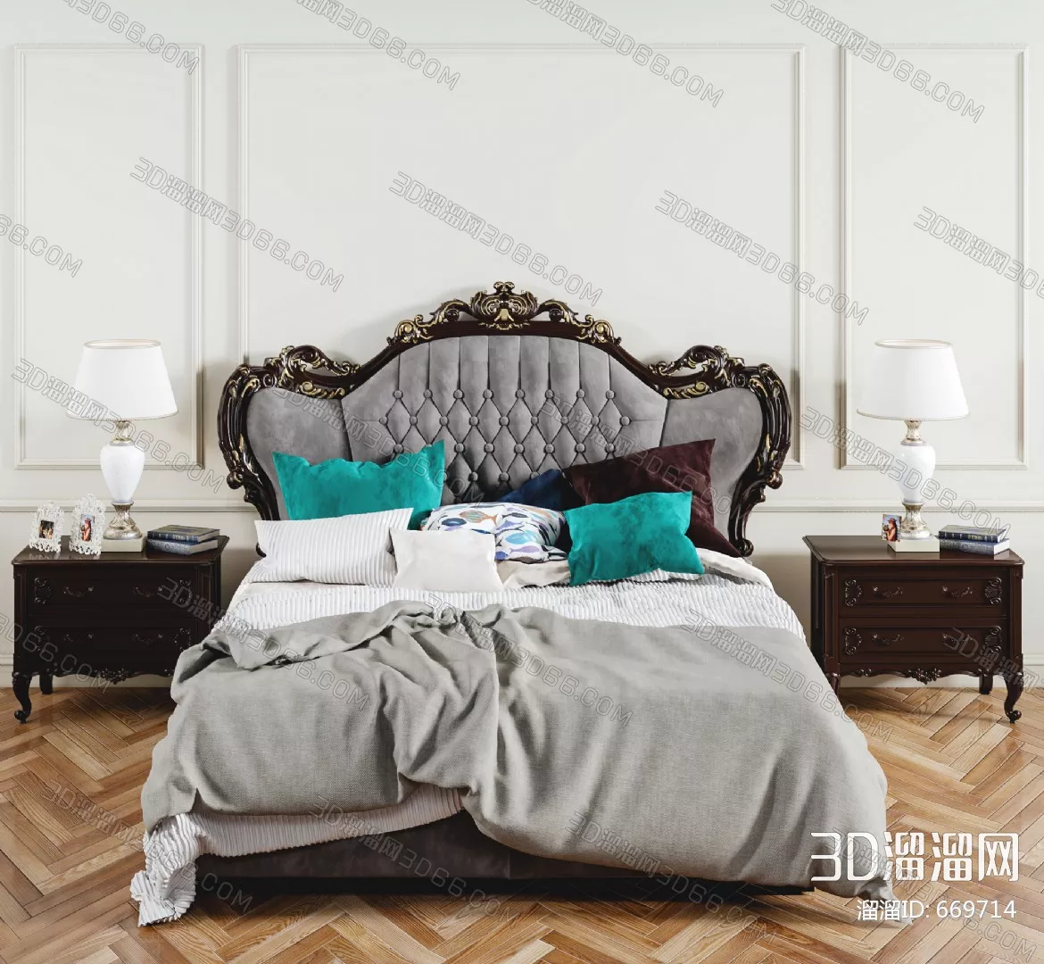 NEO CLASSIC BED - SKETCHUP 3D MODEL - VRAY OR ENSCAPE - ID17006