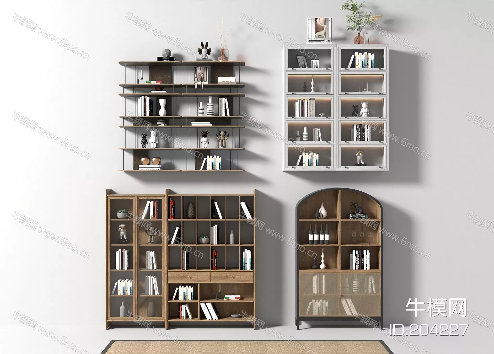 NORDIC BOOKCASE - SKETCHUP 3D MODEL - VRAY - 204227