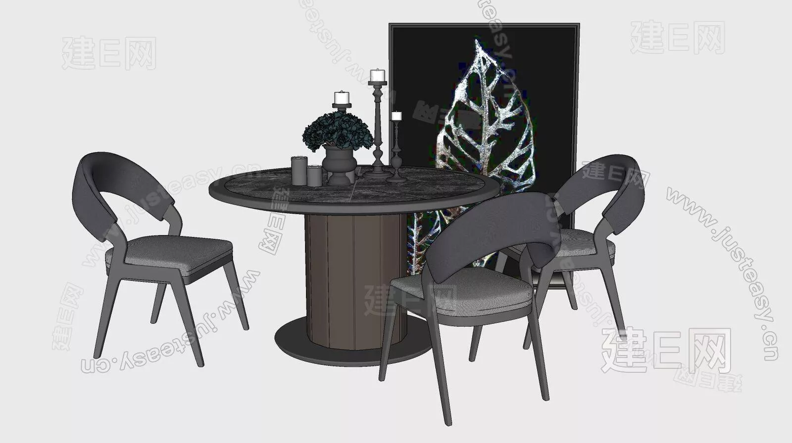 NORDIC DINING TABLE SET - SKETCHUP 3D MODEL - ENSCAPE - 107233373