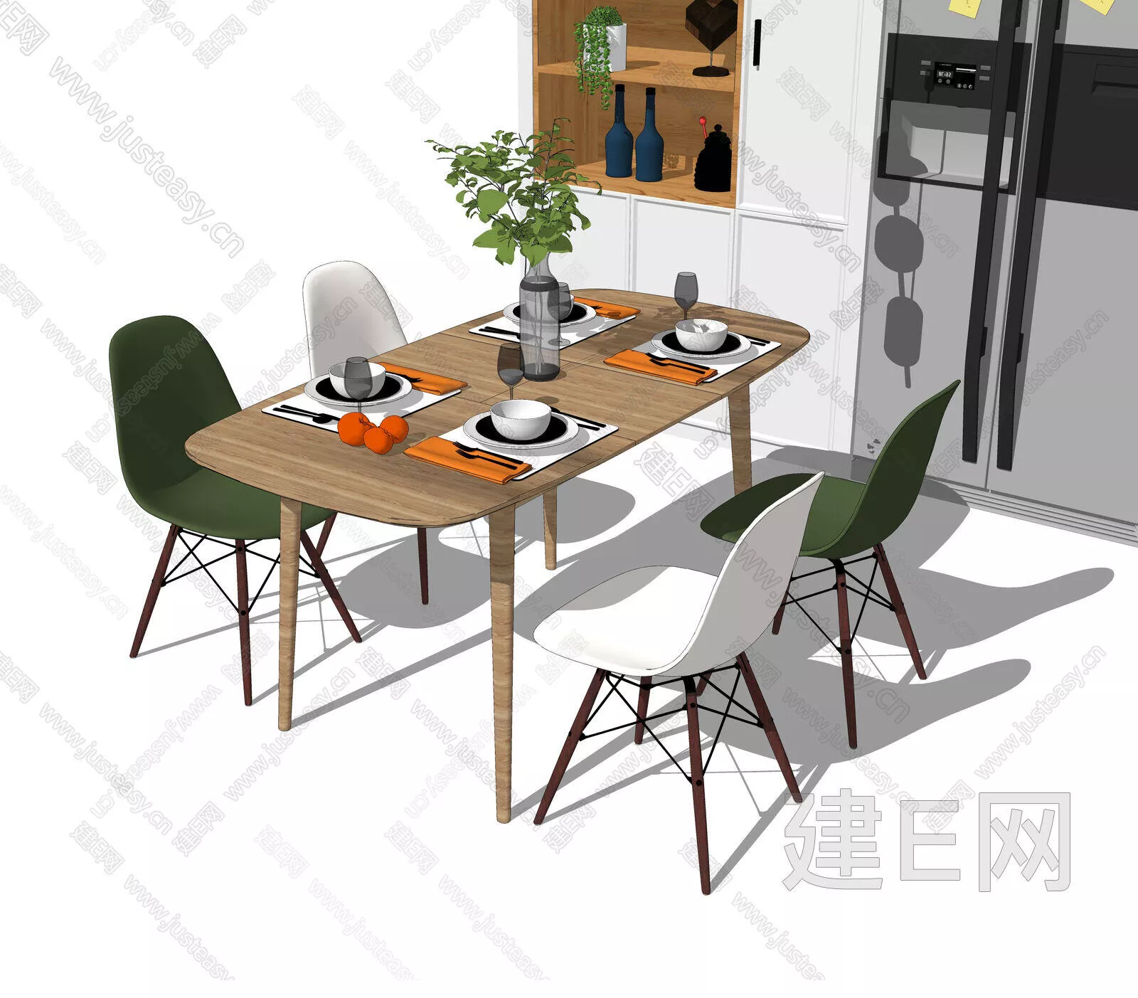 NORDIC DINING TABLE SET - SKETCHUP 3D MODEL - ENSCAPE - 109134179