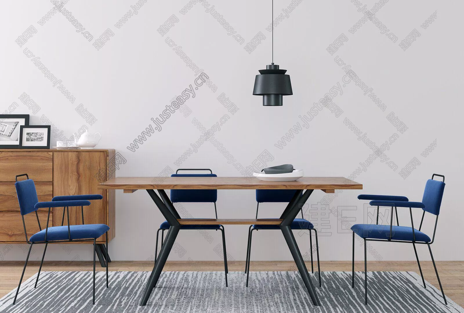 NORDIC DINING TABLE SET - SKETCHUP 3D MODEL - ENSCAPE - 111234479