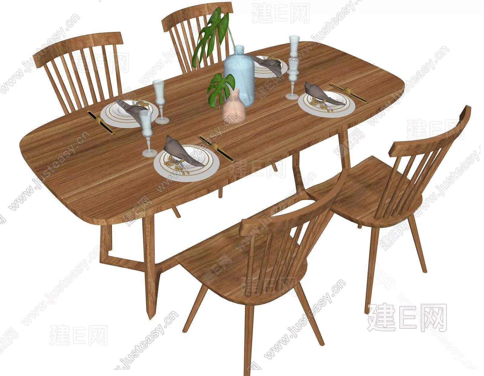 NORDIC DINING TABLE SET - SKETCHUP 3D MODEL - ENSCAPE - 111624510