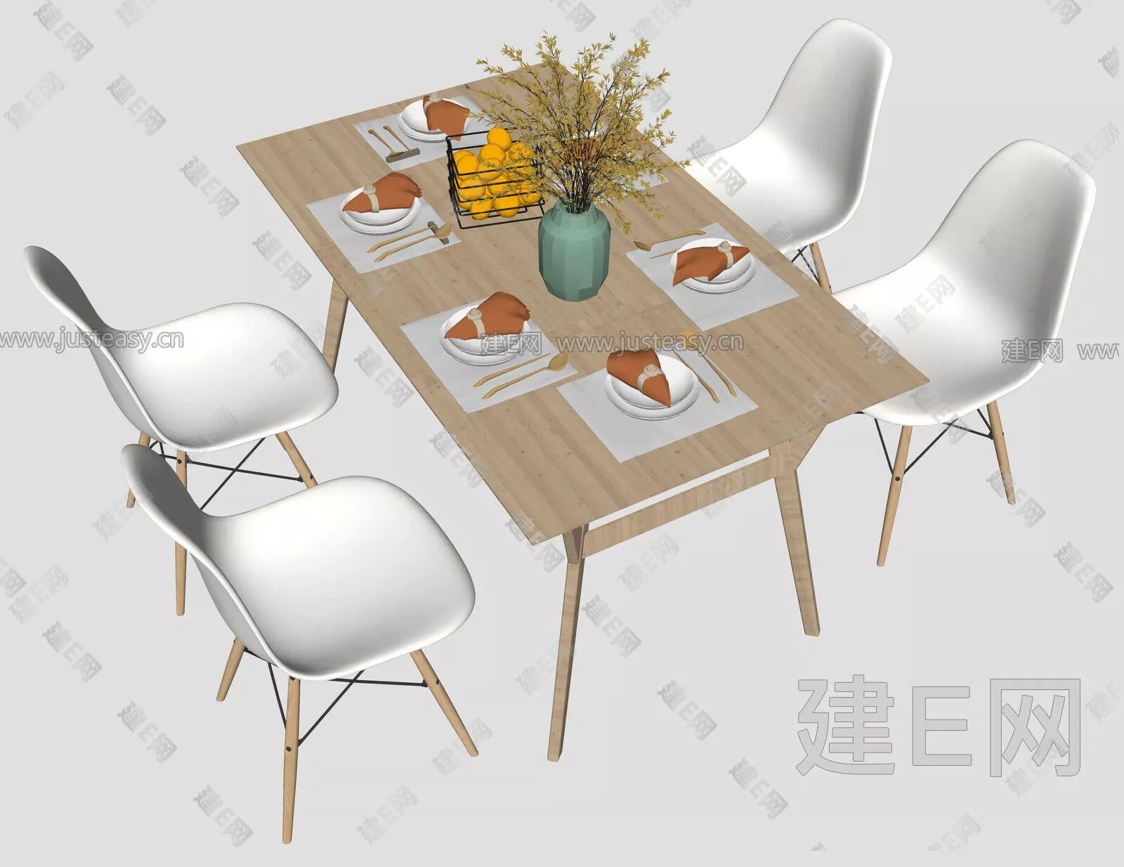 NORDIC DINING TABLE SET - SKETCHUP 3D MODEL - ENSCAPE - 111886702