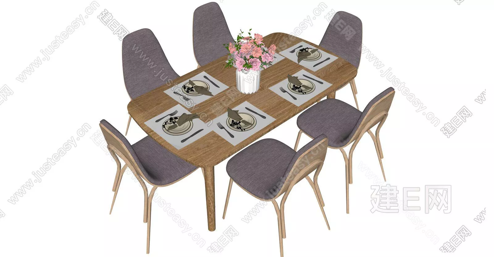 NORDIC DINING TABLE SET - SKETCHUP 3D MODEL - ENSCAPE - 111952128