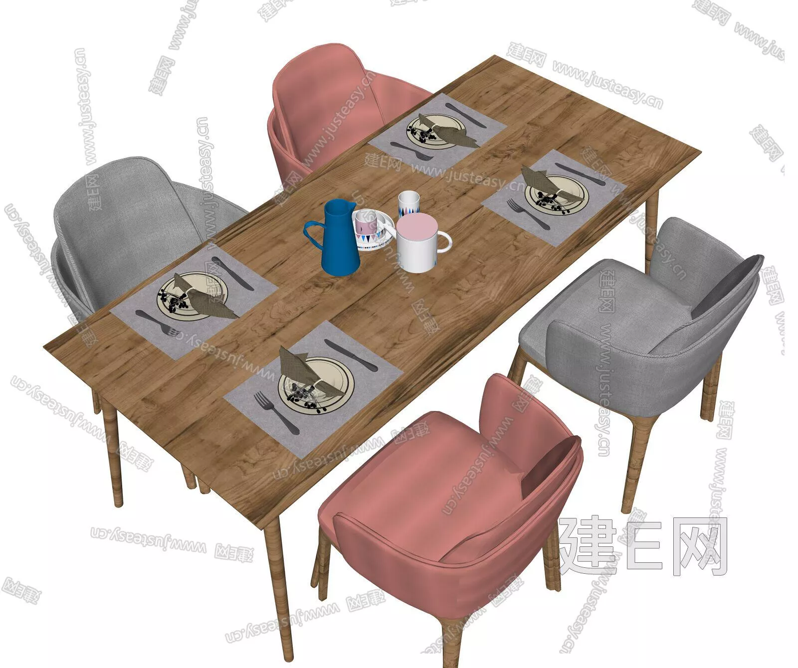 NORDIC DINING TABLE SET - SKETCHUP 3D MODEL - ENSCAPE - 111952160