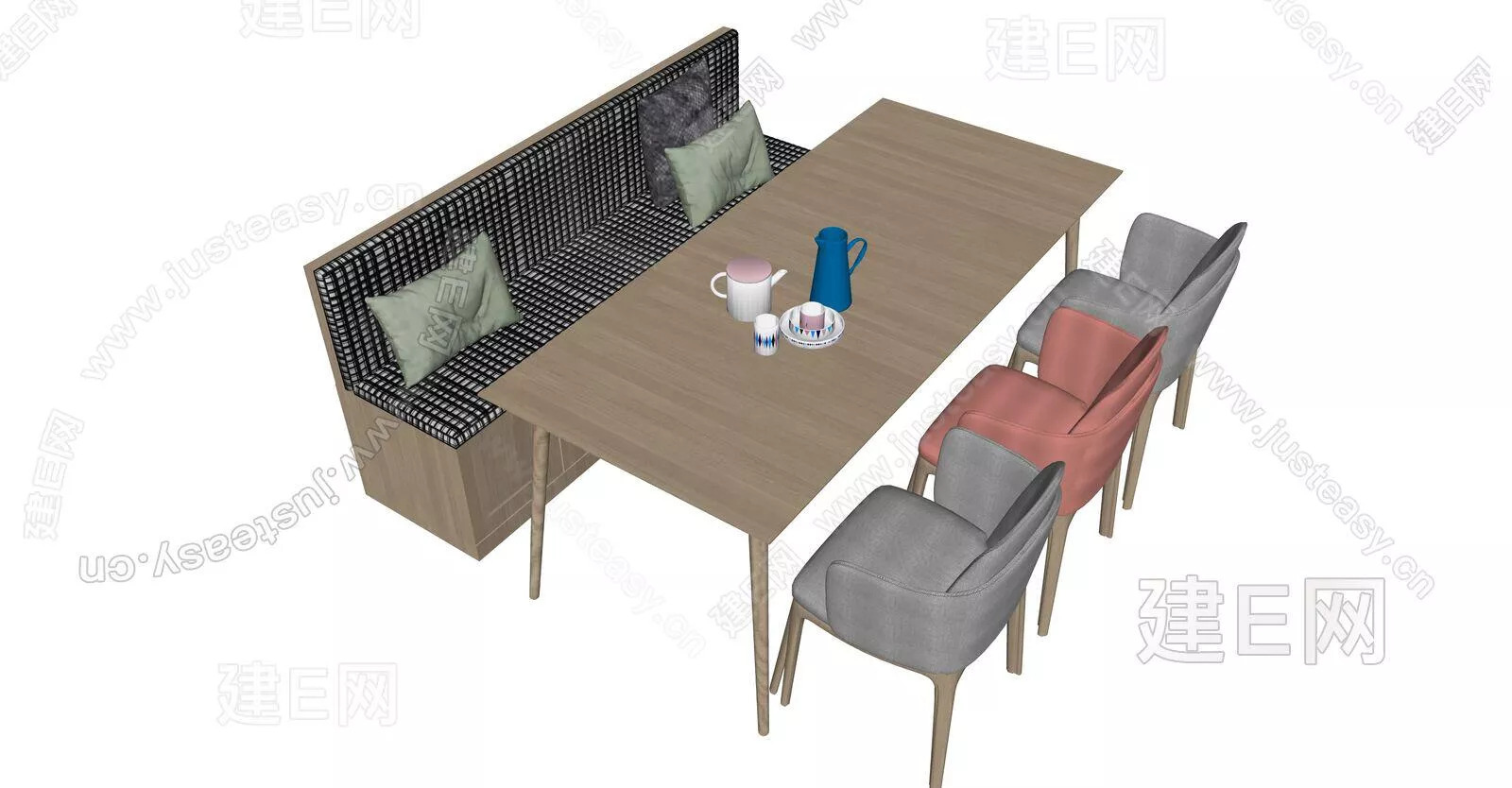NORDIC DINING TABLE SET - SKETCHUP 3D MODEL - ENSCAPE - 111952306