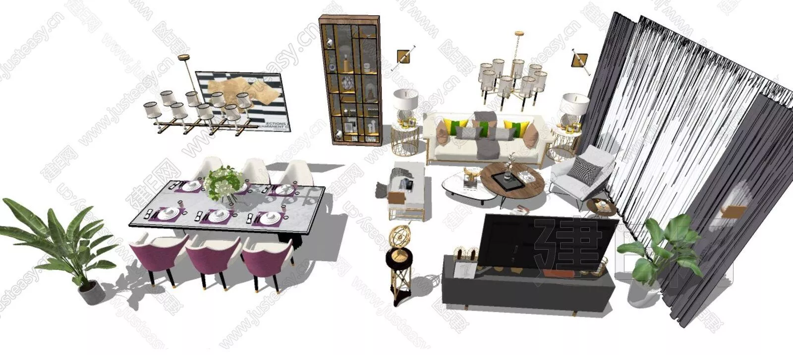 NORDIC DINING TABLE SET - SKETCHUP 3D MODEL - ENSCAPE - 112673049