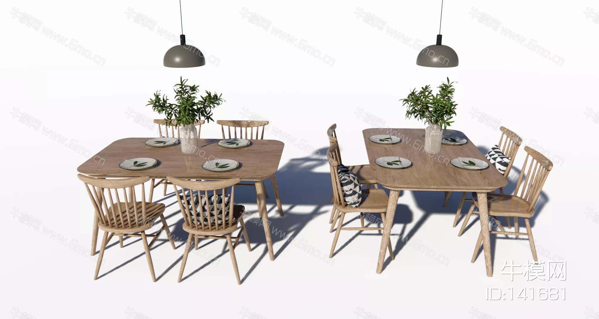 NORDIC DINING TABLE SET - SKETCHUP 3D MODEL - ENSCAPE - 141681