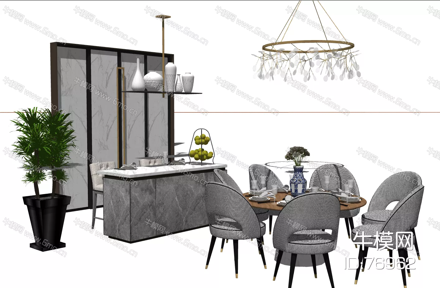 NORDIC DINING TABLE SET - SKETCHUP 3D MODEL - ENSCAPE - 76962
