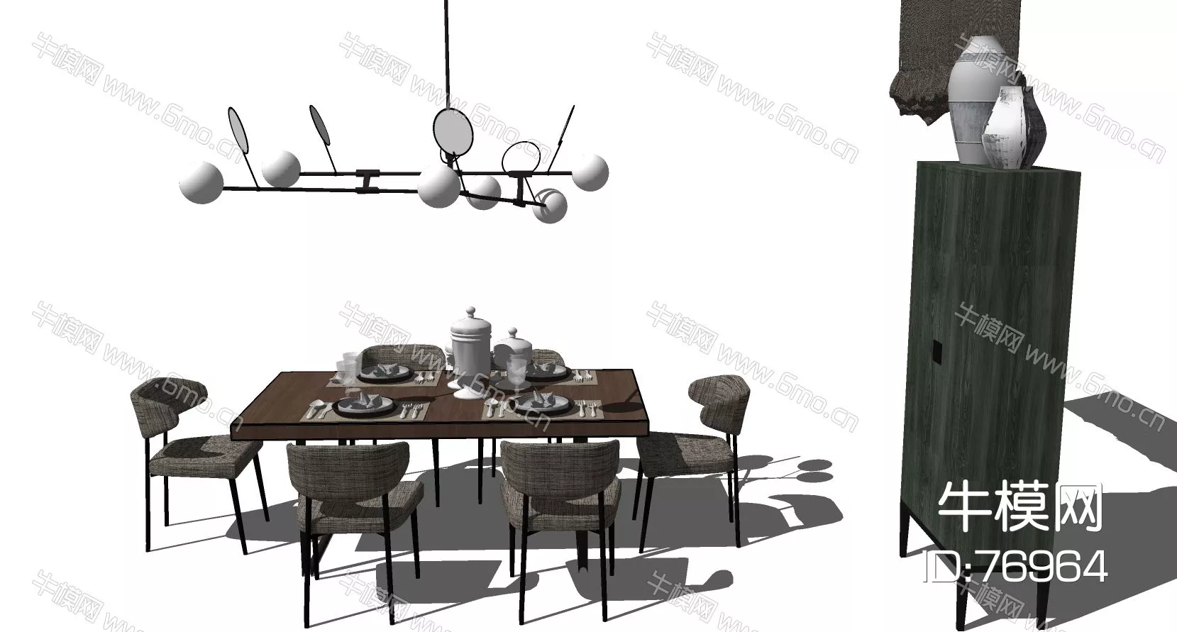 NORDIC DINING TABLE SET - SKETCHUP 3D MODEL - ENSCAPE - 76964