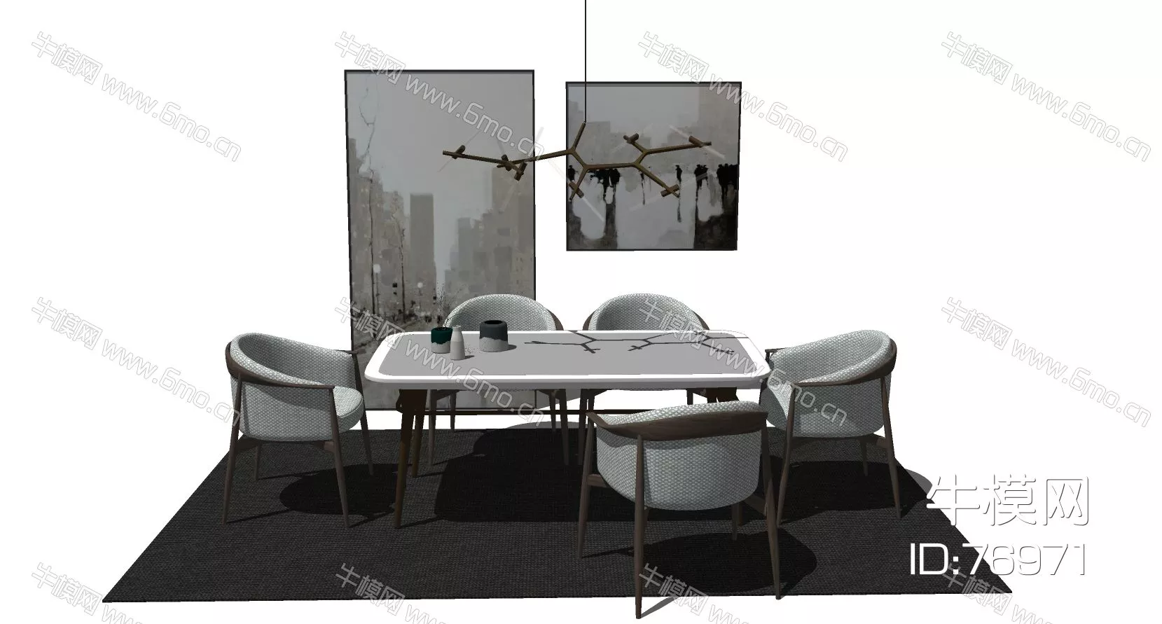 NORDIC DINING TABLE SET - SKETCHUP 3D MODEL - ENSCAPE - 76971