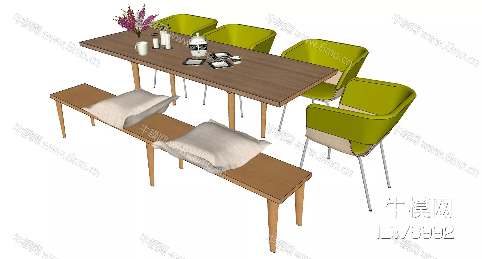 NORDIC DINING TABLE SET - SKETCHUP 3D MODEL - ENSCAPE - 76992