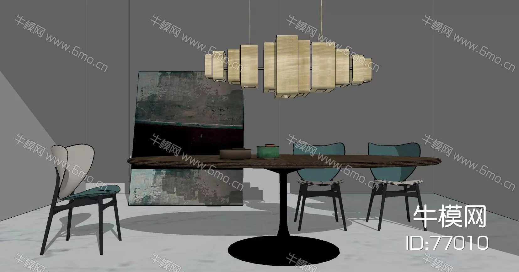 NORDIC DINING TABLE SET - SKETCHUP 3D MODEL - ENSCAPE - 77010