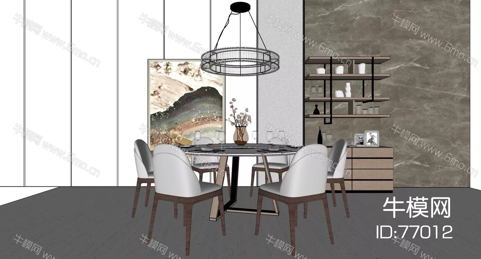 NORDIC DINING TABLE SET - SKETCHUP 3D MODEL - ENSCAPE - 77012