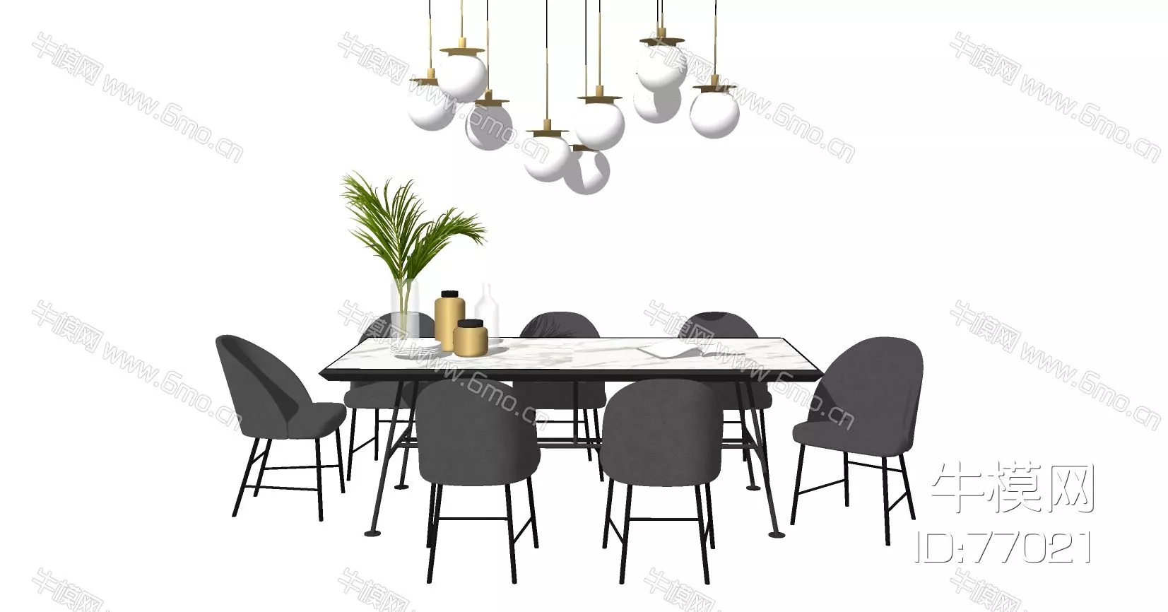 NORDIC DINING TABLE SET - SKETCHUP 3D MODEL - ENSCAPE - 77021