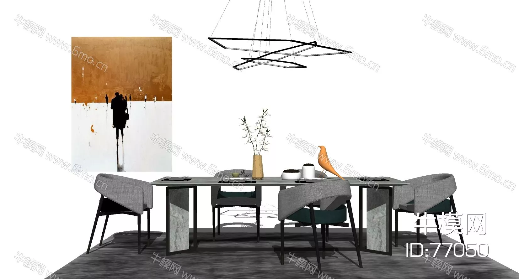 NORDIC DINING TABLE SET - SKETCHUP 3D MODEL - ENSCAPE - 77050