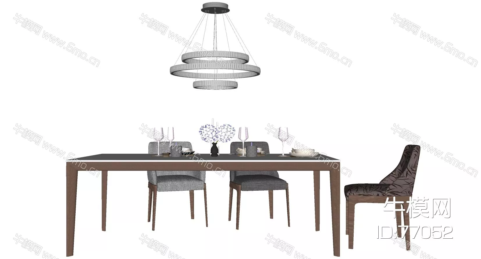 NORDIC DINING TABLE SET - SKETCHUP 3D MODEL - ENSCAPE - 77052