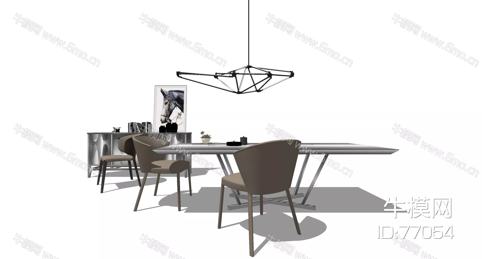 NORDIC DINING TABLE SET - SKETCHUP 3D MODEL - ENSCAPE - 77054