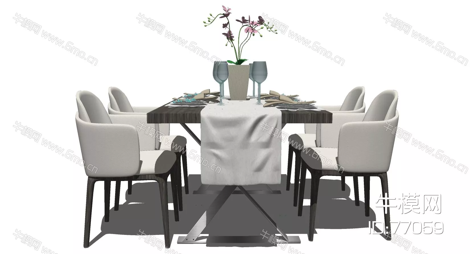 NORDIC DINING TABLE SET - SKETCHUP 3D MODEL - ENSCAPE - 77059