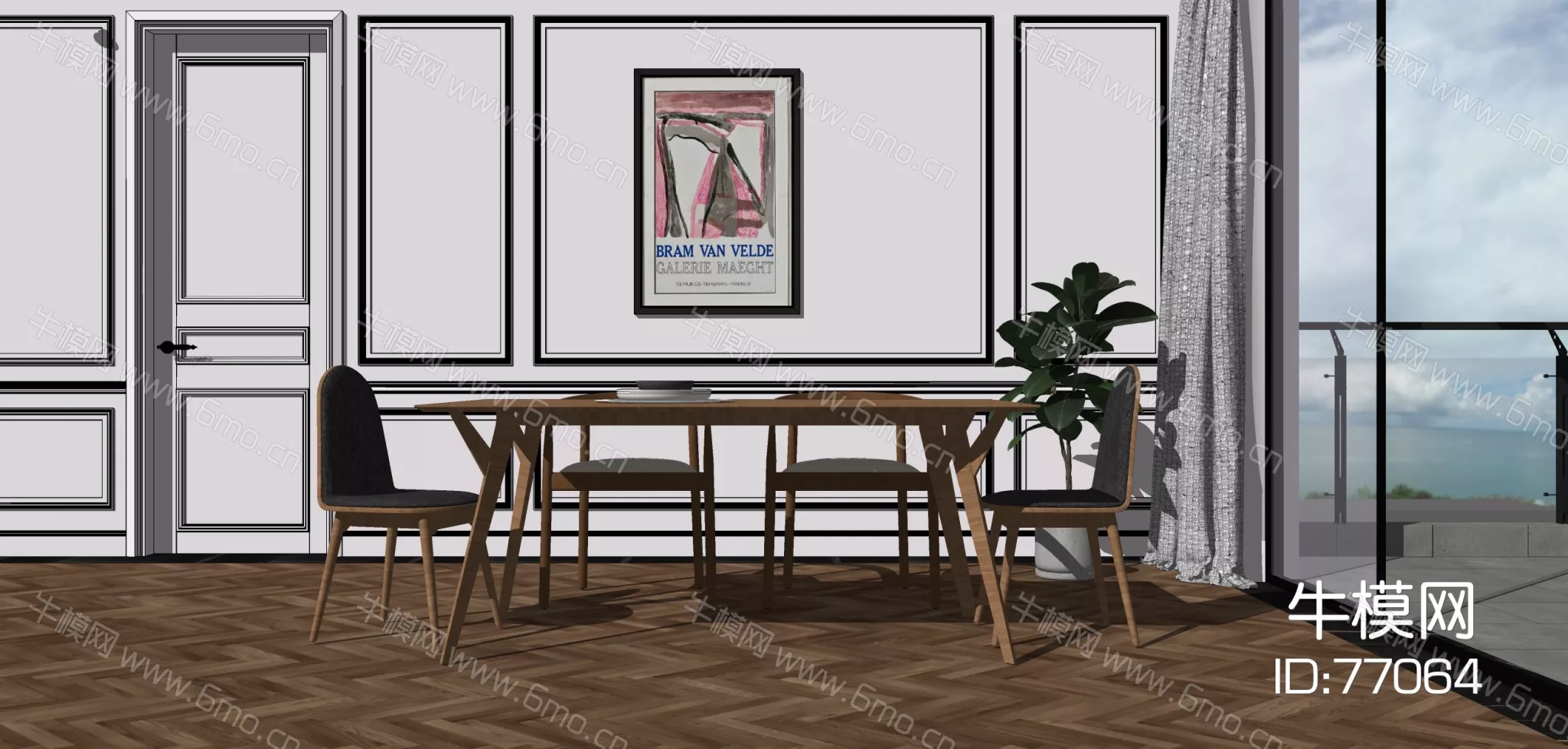 NORDIC DINING TABLE SET - SKETCHUP 3D MODEL - ENSCAPE - 77064