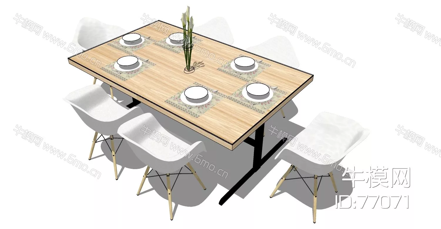 NORDIC DINING TABLE SET - SKETCHUP 3D MODEL - ENSCAPE - 77071