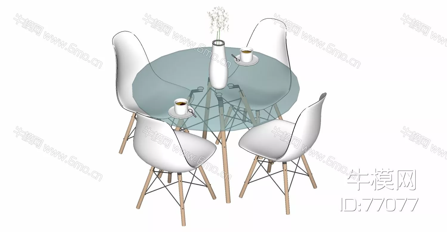 NORDIC DINING TABLE SET - SKETCHUP 3D MODEL - ENSCAPE - 77077