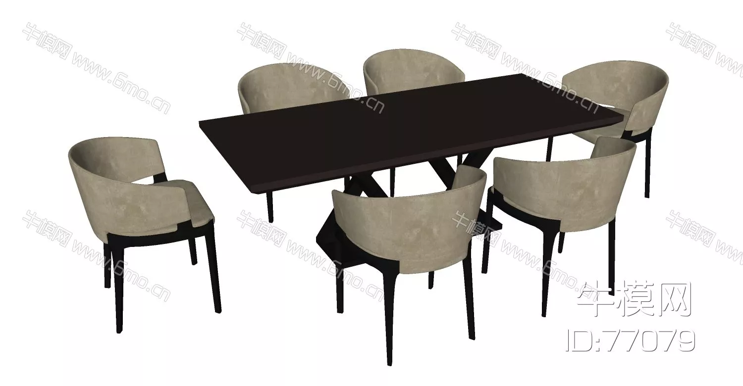 NORDIC DINING TABLE SET - SKETCHUP 3D MODEL - ENSCAPE - 77079