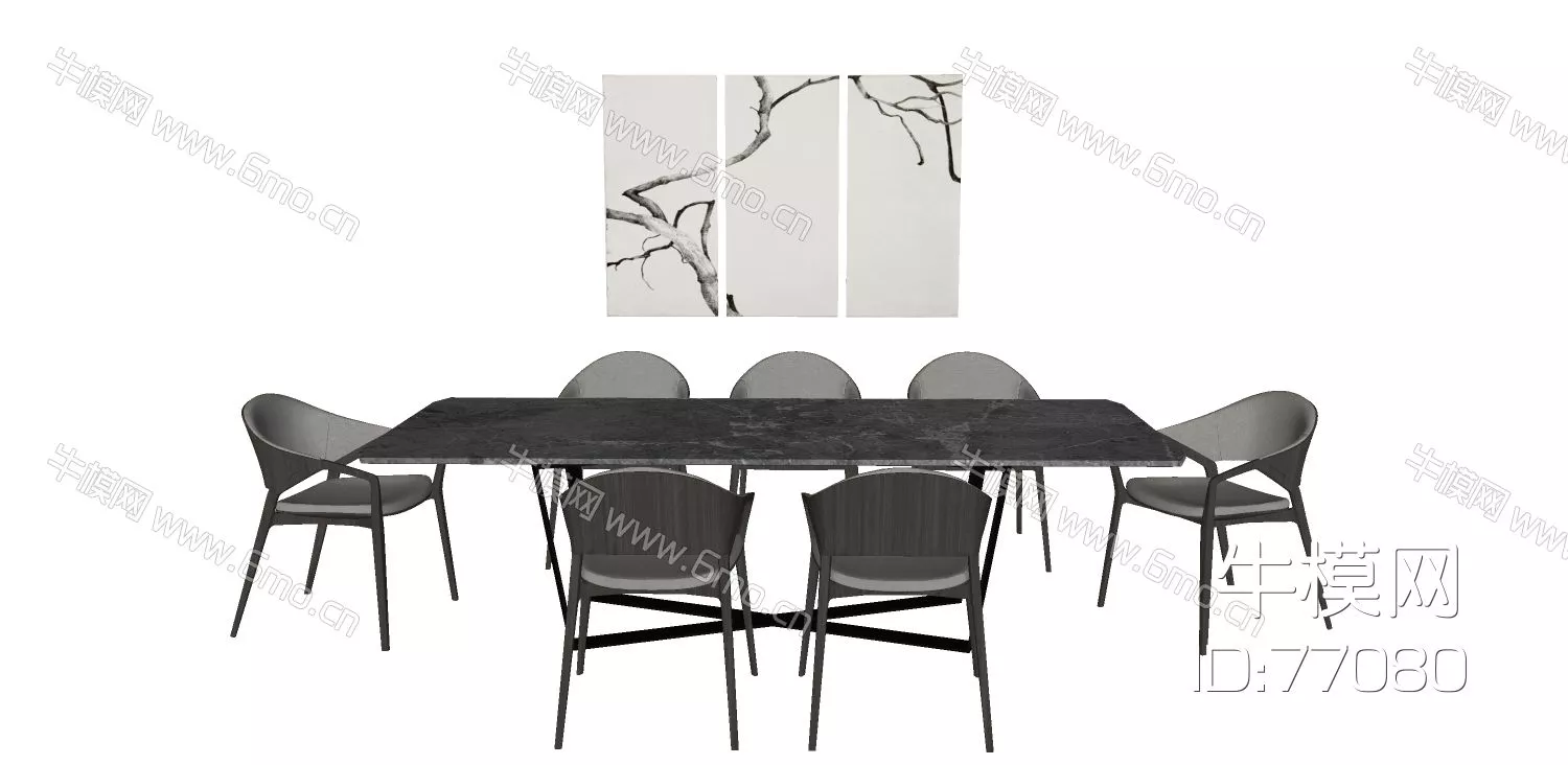 NORDIC DINING TABLE SET - SKETCHUP 3D MODEL - ENSCAPE - 77080