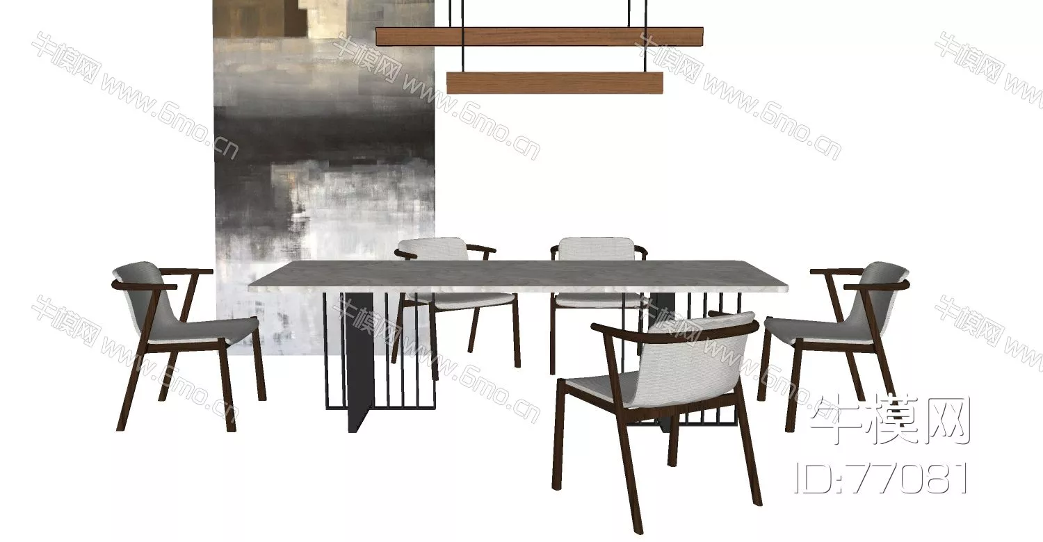 NORDIC DINING TABLE SET - SKETCHUP 3D MODEL - ENSCAPE - 77081