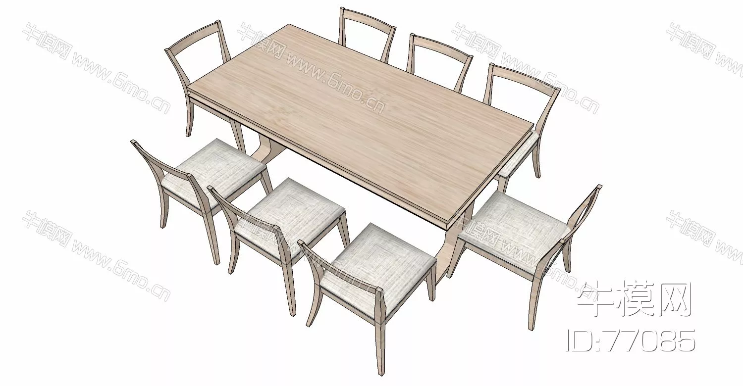 NORDIC DINING TABLE SET - SKETCHUP 3D MODEL - ENSCAPE - 77085