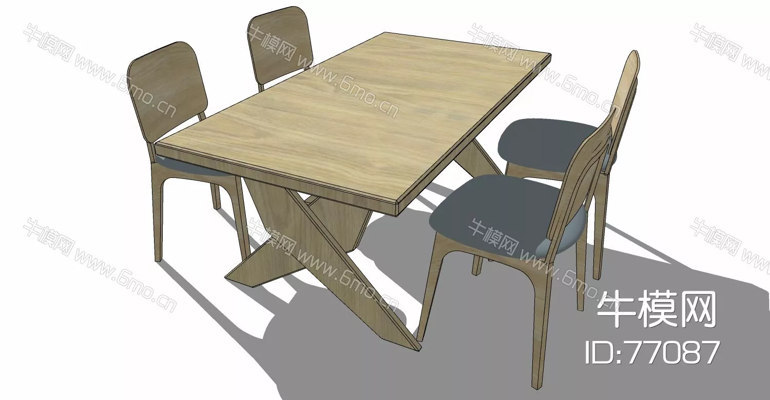 NORDIC DINING TABLE SET - SKETCHUP 3D MODEL - ENSCAPE - 77087