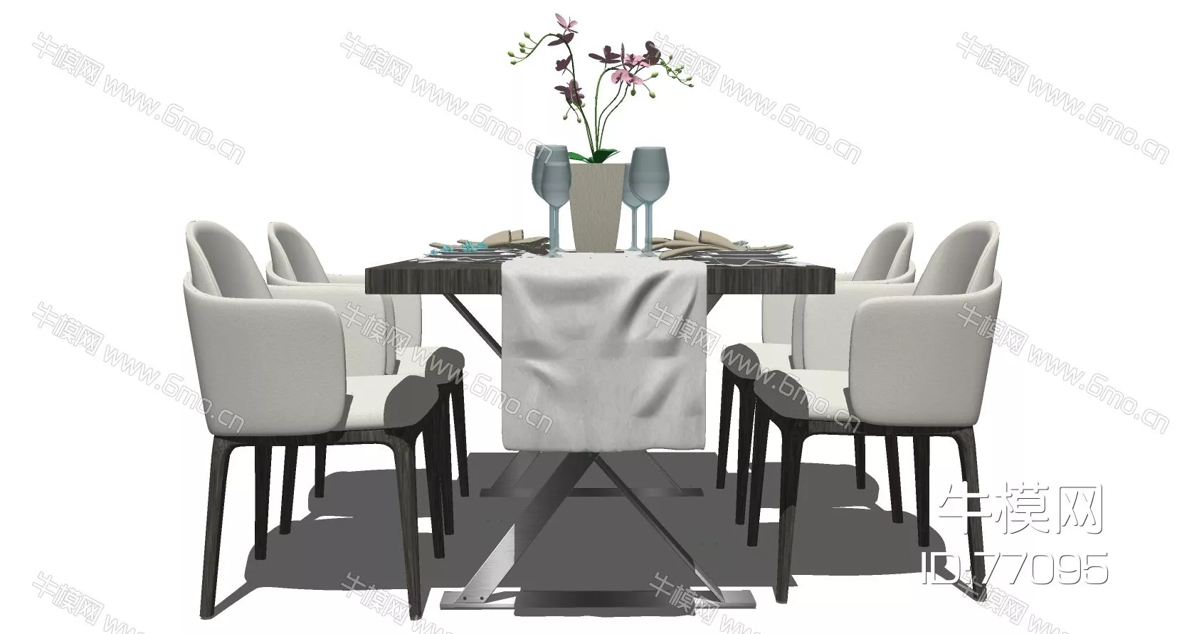 NORDIC DINING TABLE SET - SKETCHUP 3D MODEL - ENSCAPE - 77095