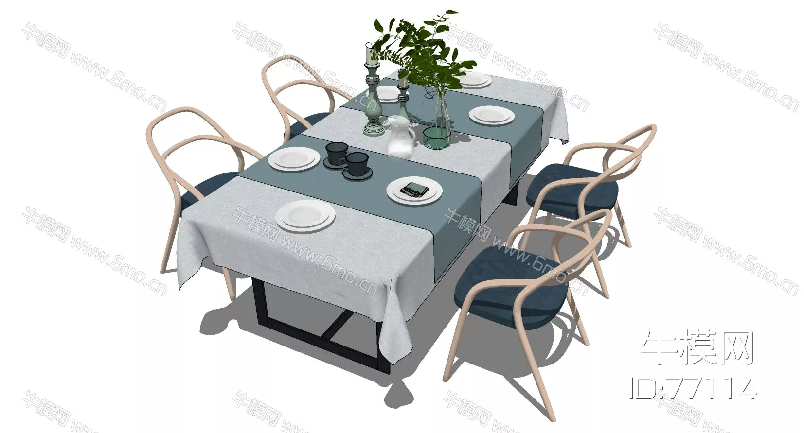 NORDIC DINING TABLE SET - SKETCHUP 3D MODEL - ENSCAPE - 77114