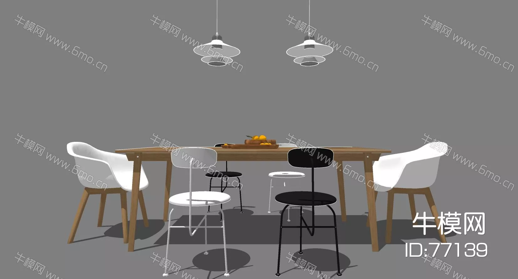 NORDIC DINING TABLE SET - SKETCHUP 3D MODEL - ENSCAPE - 77139