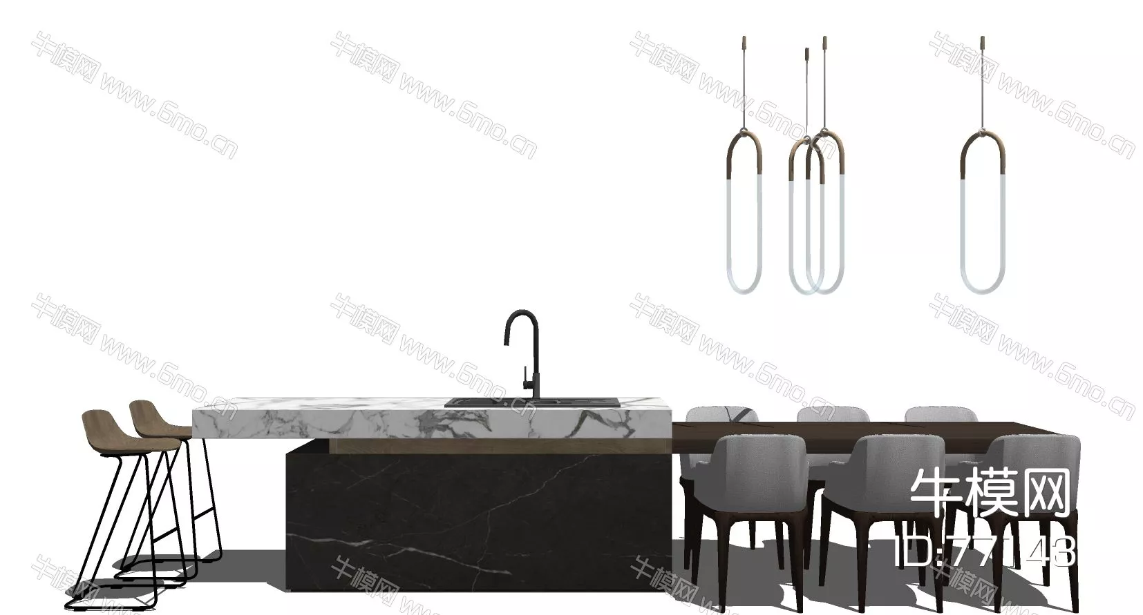 NORDIC DINING TABLE SET - SKETCHUP 3D MODEL - ENSCAPE - 77143