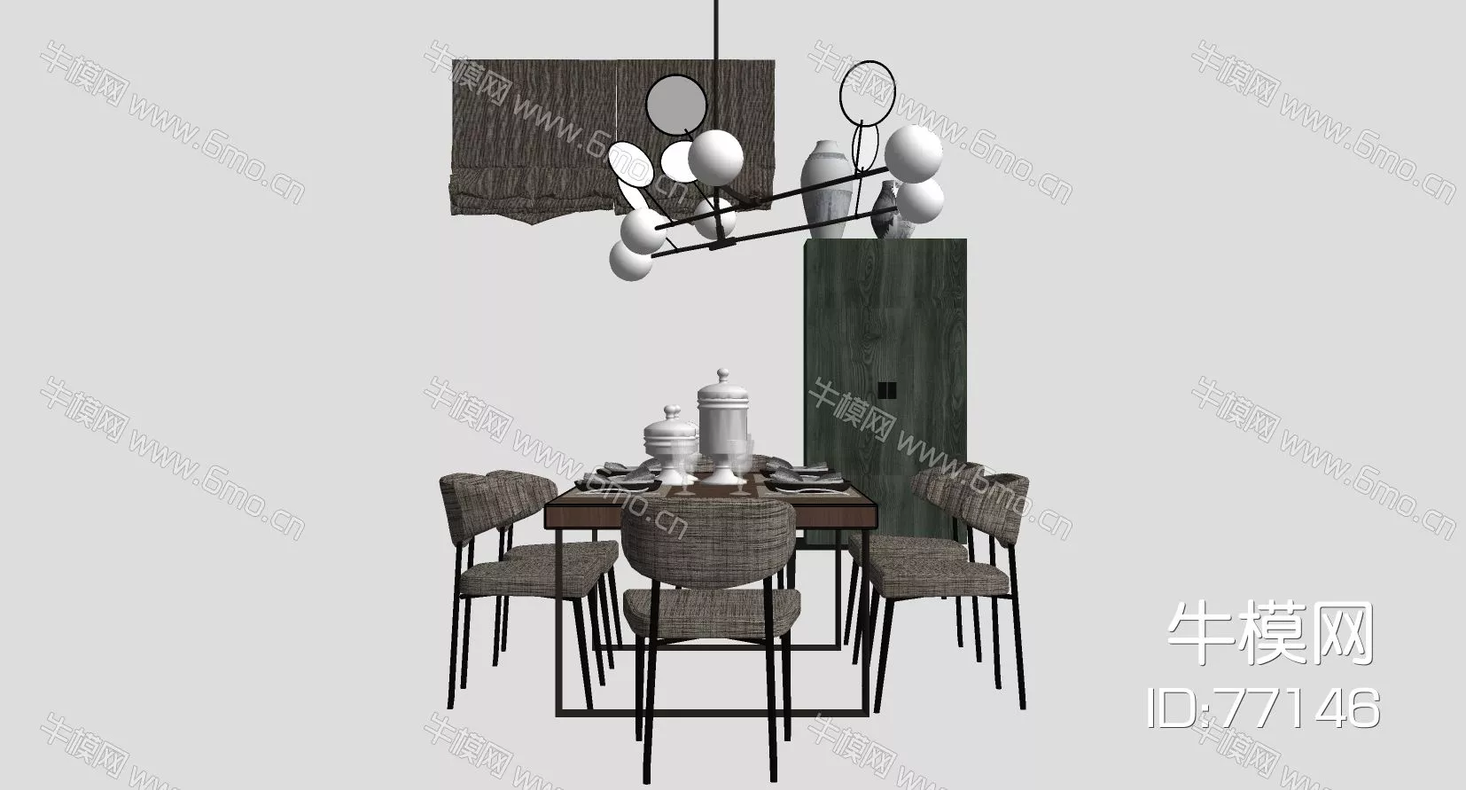 NORDIC DINING TABLE SET - SKETCHUP 3D MODEL - ENSCAPE - 77146