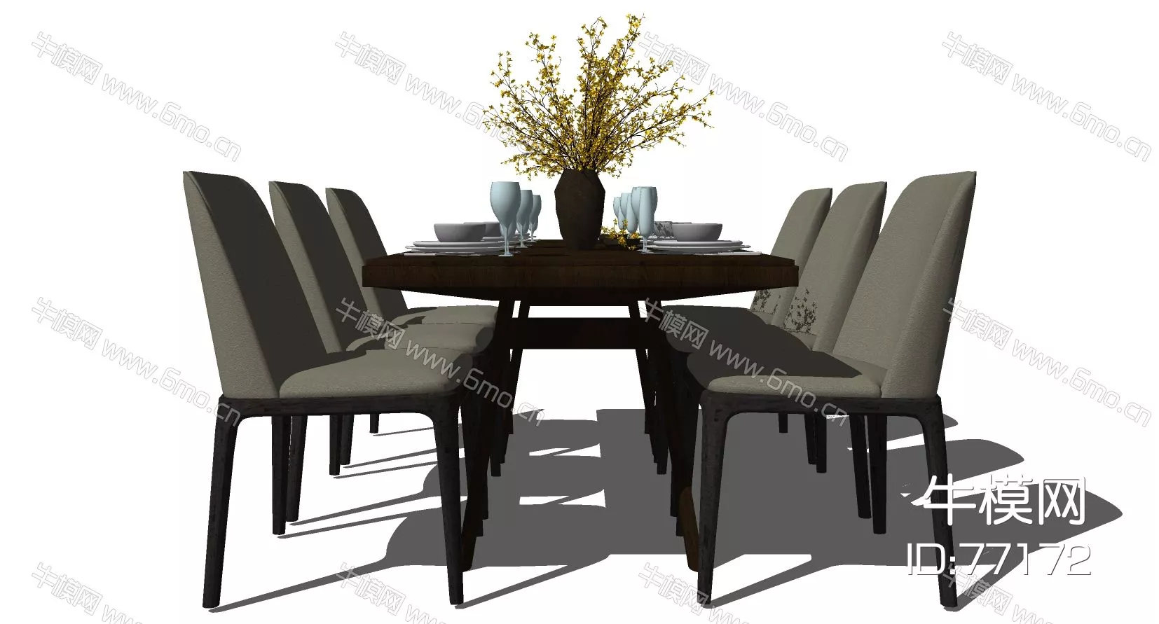 NORDIC DINING TABLE SET - SKETCHUP 3D MODEL - ENSCAPE - 77172