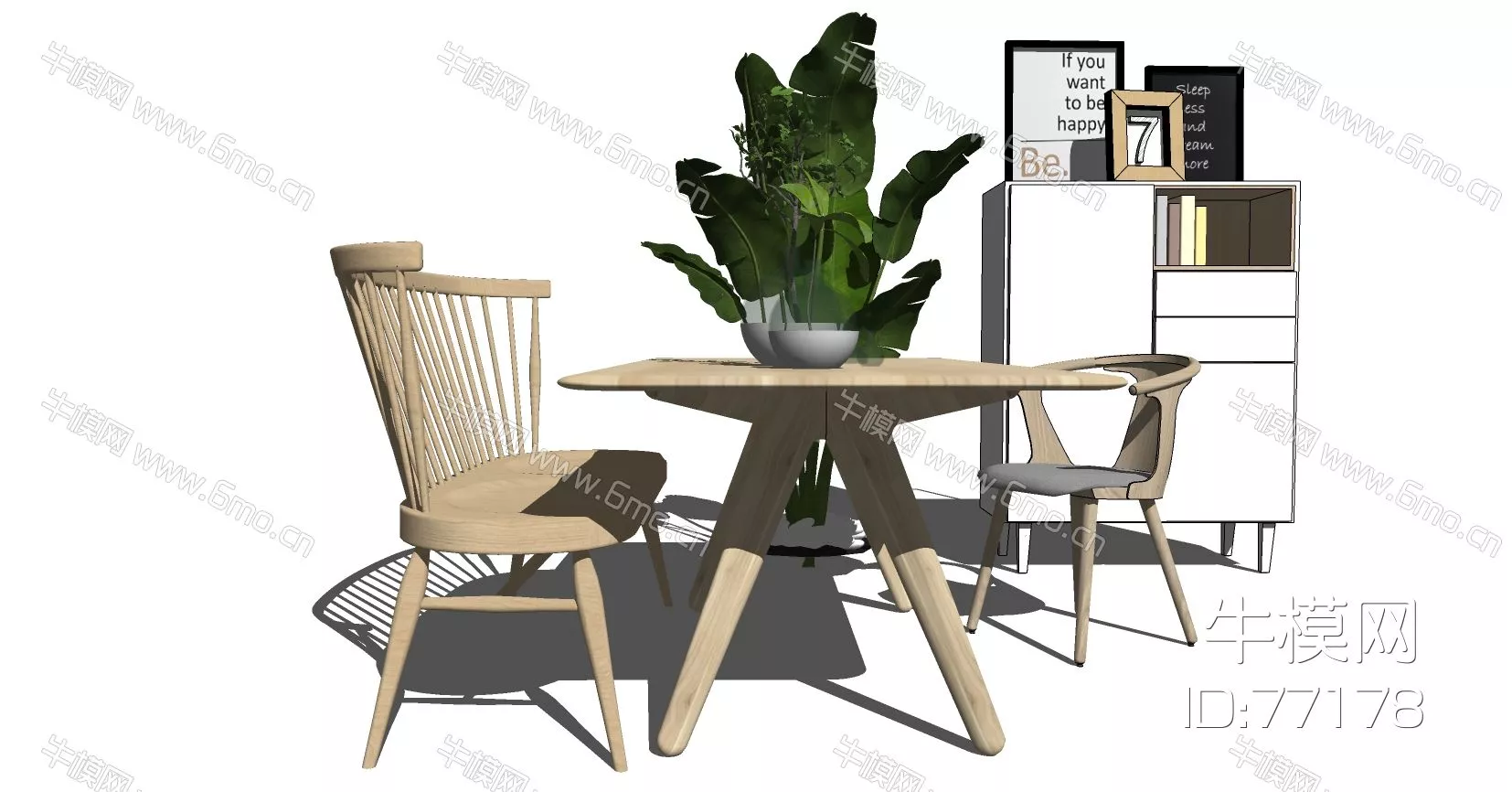 NORDIC DINING TABLE SET - SKETCHUP 3D MODEL - ENSCAPE - 77178