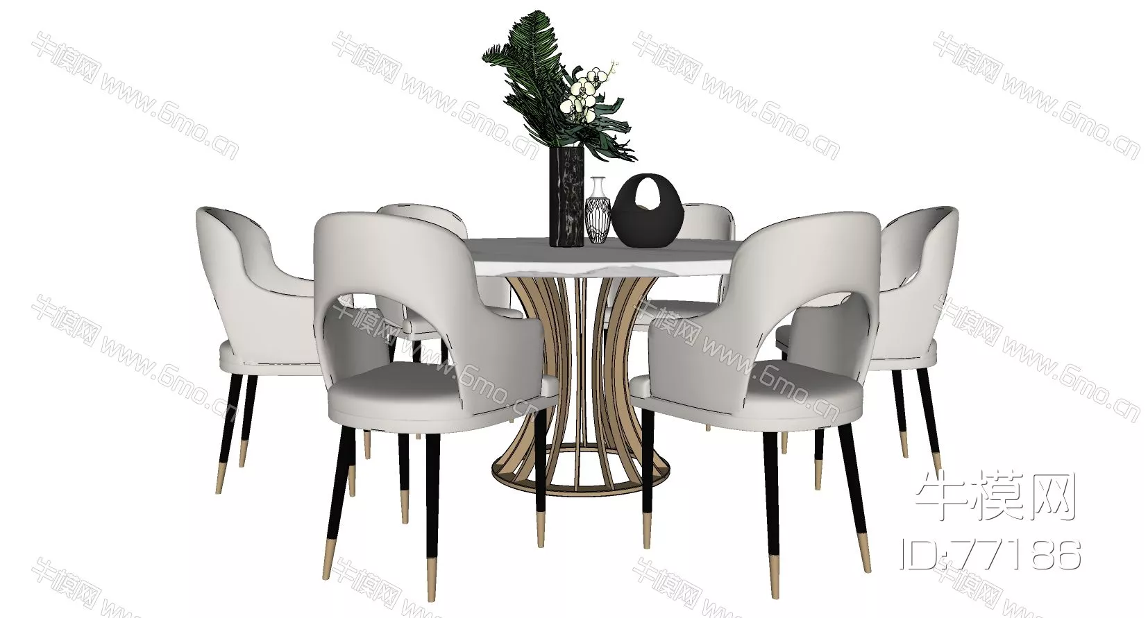 NORDIC DINING TABLE SET - SKETCHUP 3D MODEL - ENSCAPE - 77186