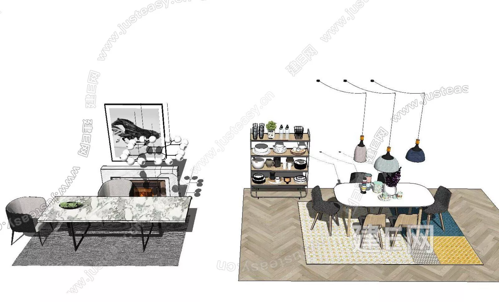 NORDIC DINING TABLE SET - SKETCHUP 3D MODEL - ENSCAPE - ID17326