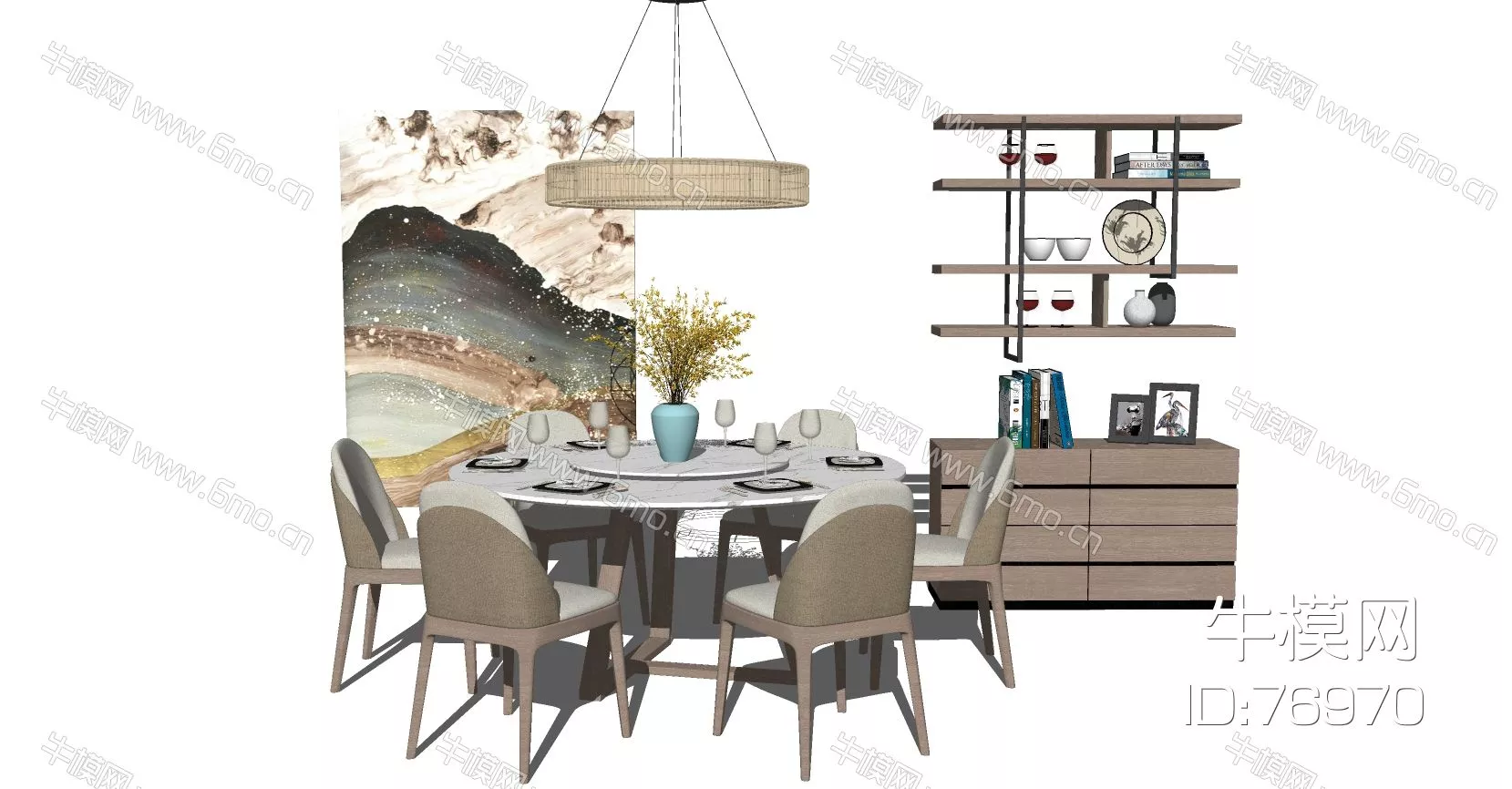 NORDIC DINING TABLE SET - SKETCHUP 3D MODEL - ENSCAPE - ID17327