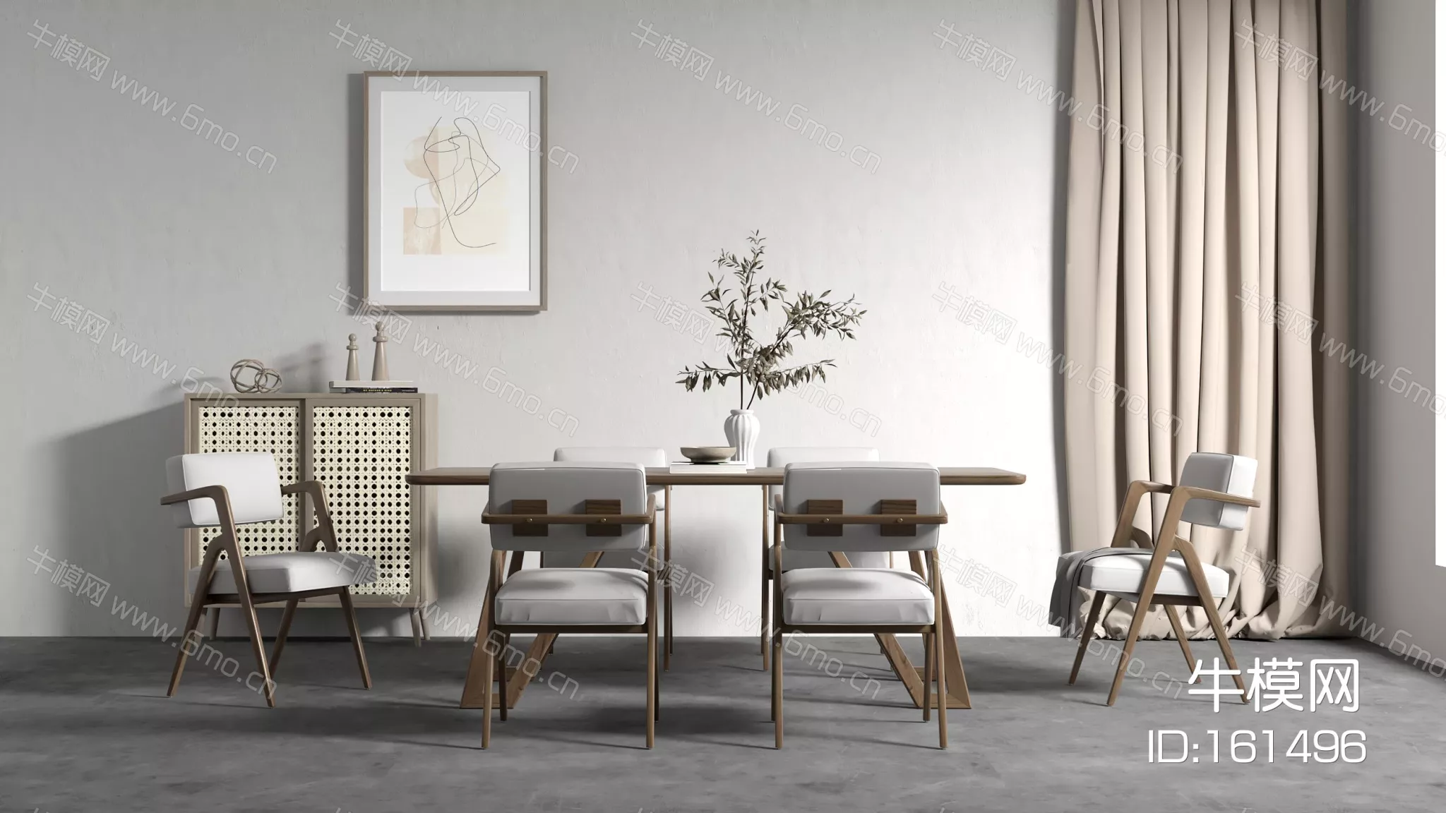 NORDIC DINING TABLE SET - SKETCHUP 3D MODEL - VRAY - 161496