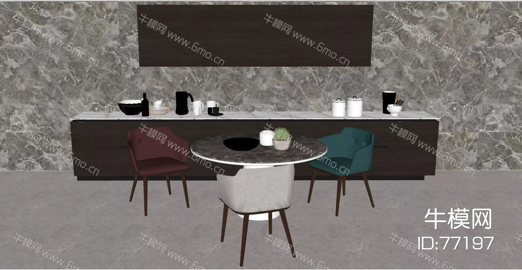 NORDIC DINING TABLE SET - SKETCHUP 3D MODEL - VRAY - 77197