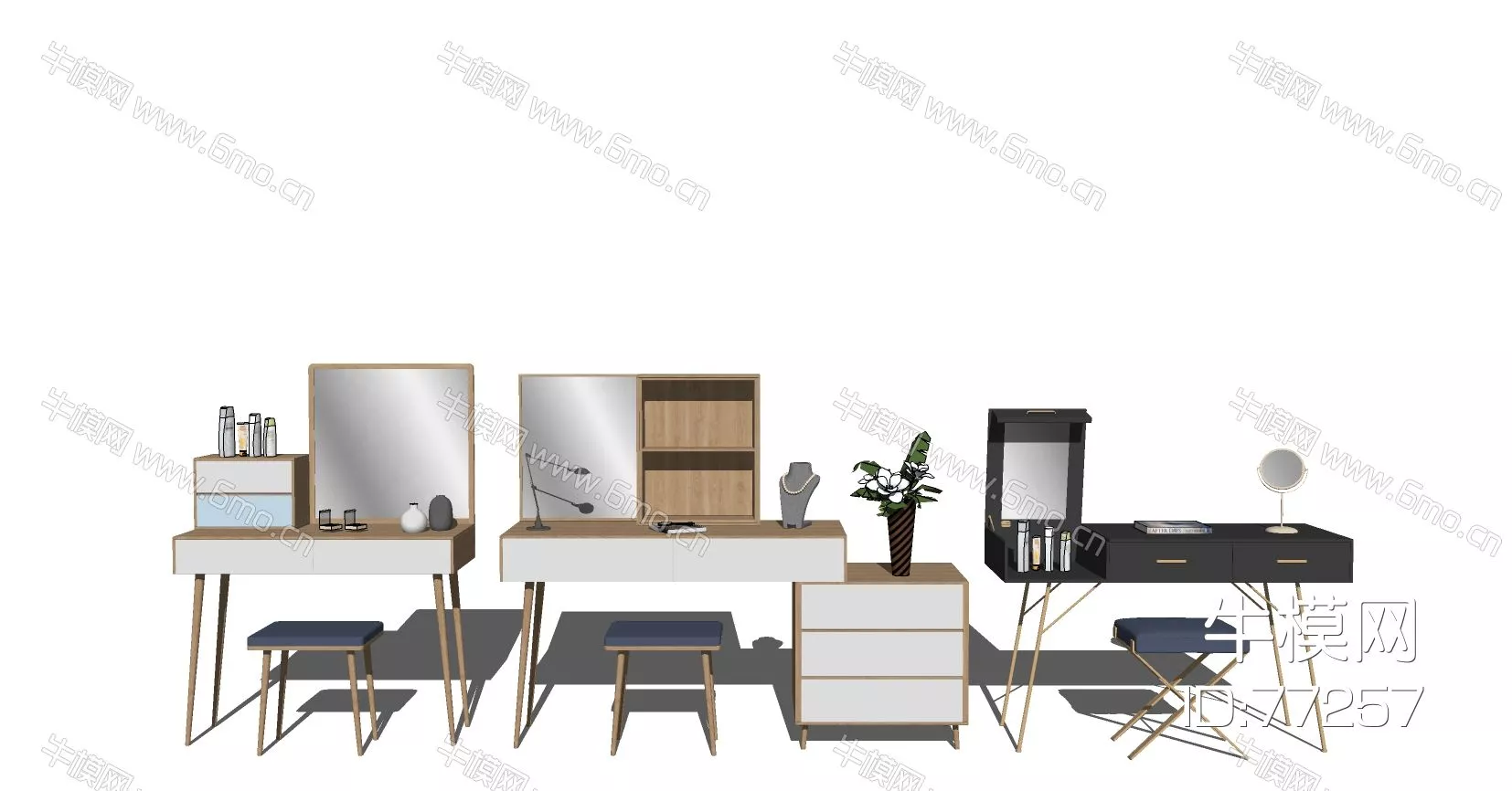 NORDIC DRESSING TABLE - SKETCHUP 3D MODEL - ENSCAPE - 77257