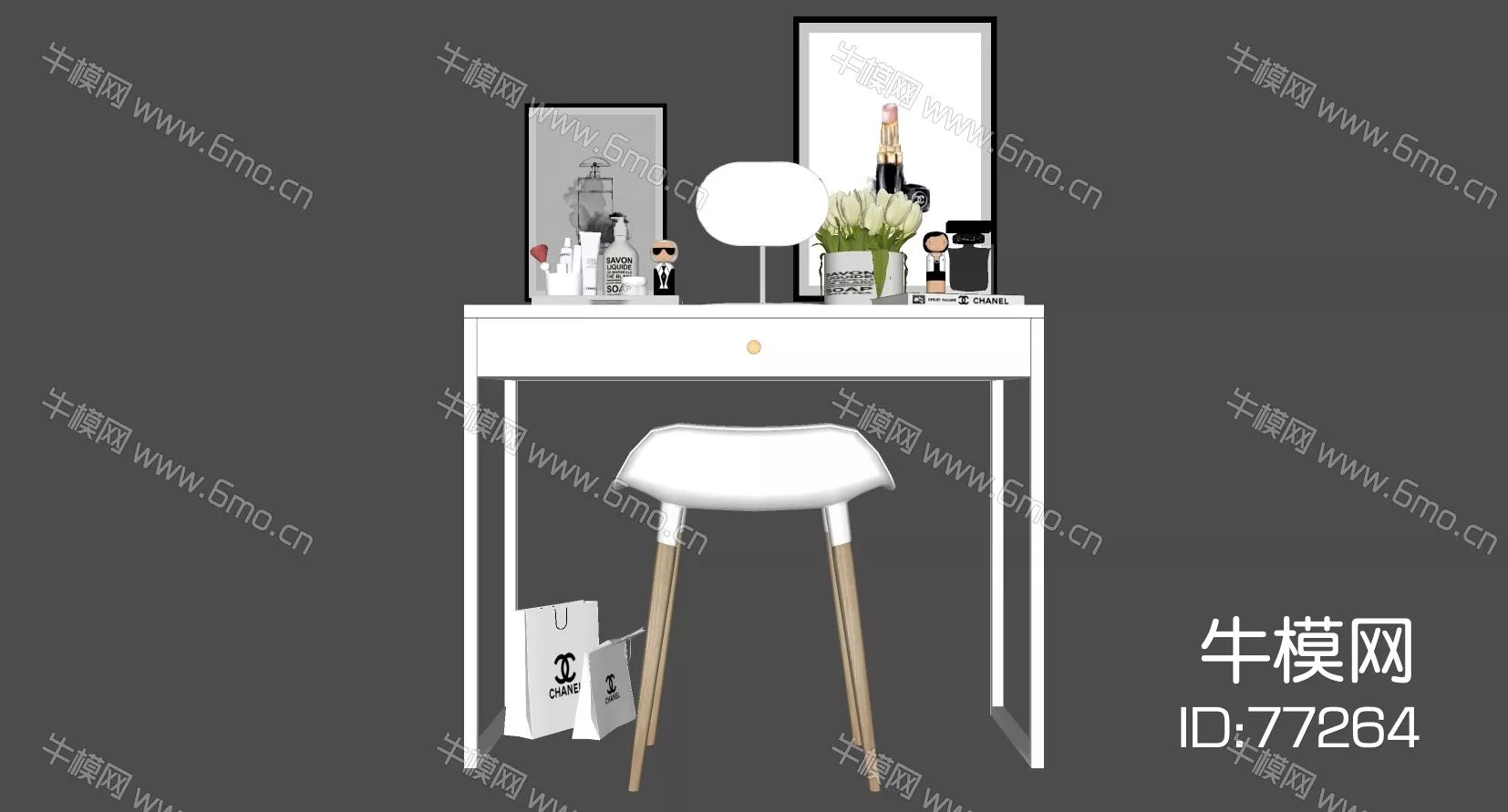 NORDIC DRESSING TABLE - SKETCHUP 3D MODEL - ENSCAPE - 77264